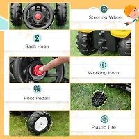 Streamdale Furniture Kids Ride On Excavator, Pedal Digger, Construction Truck with Horn for Kids and Toddlers 3+, Yellow