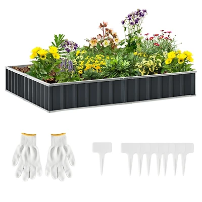 8.5' x 3' x 1' Raised Garden Bed, Galvanized Metal Planter Box for Vegetables Flowers Herbs, Dark Gray