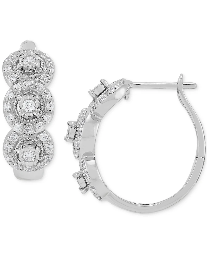 Forever Grown Diamonds Lab Grown Diamond Triple Halo Hoop Earrings (1/2 ct. t.w.) in Sterling Silver