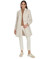 Calvin Klein Womens Single-Breasted Wool Blend Coat
