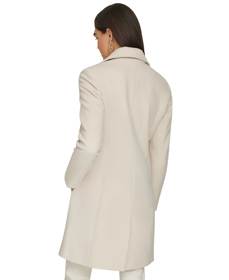 Calvin Klein Womens Single-Breasted Wool Blend Coat