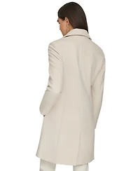 Calvin Klein Womens Single-Breasted Wool Blend Coat