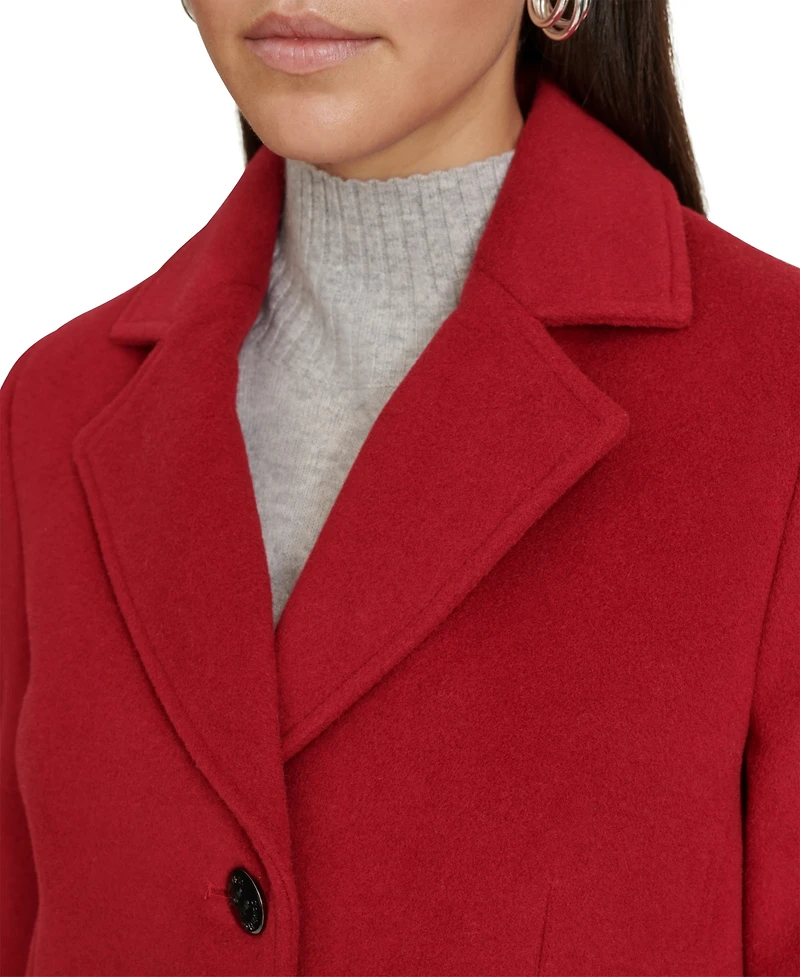 Calvin Klein Womens Single-Breasted Wool Blend Coat