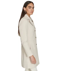 Calvin Klein Womens Single-Breasted Wool Blend Coat