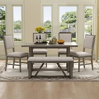 Streamdale Furniture Retro Dining Set Table, 4 Chairs, 1 Bench