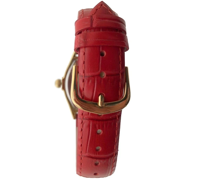 Peugeot Women's Contour Tank Shape Case Red Watch with Roman Numerals