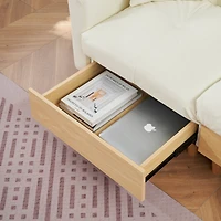 Streamdale Furniture 86.61 inches beige technology cloth sofa, three sofa lift sofa bed, sofa bed with storage cabinet, sofa is soft and comfortable,