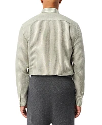 Lacoste Men's Long Sleeve Striped Button-Down Linen Shirt