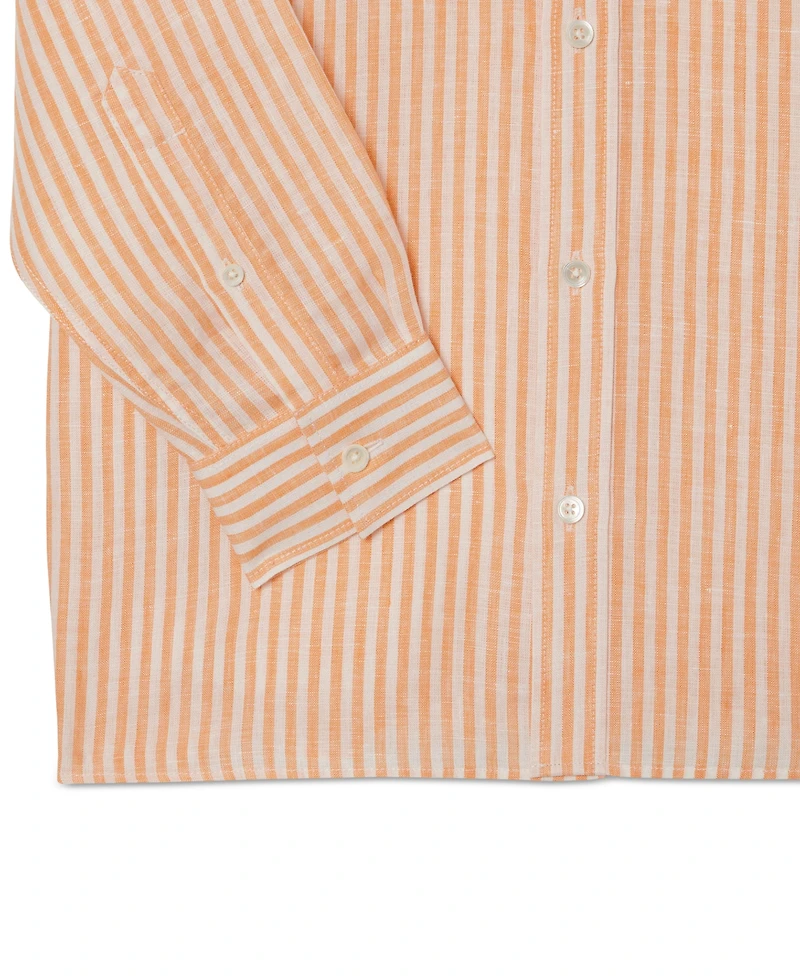 Lacoste Men's Long Sleeve Striped Button-Down Linen Shirt