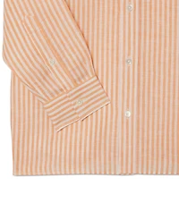 Lacoste Men's Long Sleeve Striped Button-Down Linen Shirt