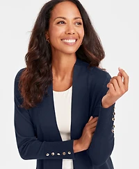 Jm Collection Women's Button-Sleeve Flyaway Cardigan Sweater