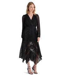 Steve Madden Women's Ari Lace Pleated Handkerchief-Hem Dress