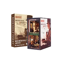 Cutebee Diy Book Nook Kit with Led Light Dust Cover Bookshelf Diy Miniature Kit Booknook Bookend Stand Bookcase Decor Alley (Rose Detective Agency