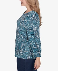Ruby Rd. Plus Size Paisley Hatchi Twist Front Top
