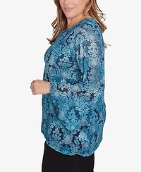 Ruby Rd. Plus Size Damask Mesh Top