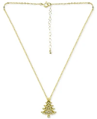 Giani Bernini Cubic Zirconia Christmas Tree Pendant Necklace, 16" + 2" extender, Created for Macy's