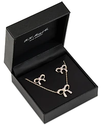 2-Pc. Set Lab Created Pink Sapphire Bow Pendant Necklace & Matching Stud Earrings (1 ct. t.w.) in 14k Gold-Plated Sterling Silver