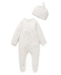 Purebaby Baby Boy and Girls Zip Coverall & Hat Set