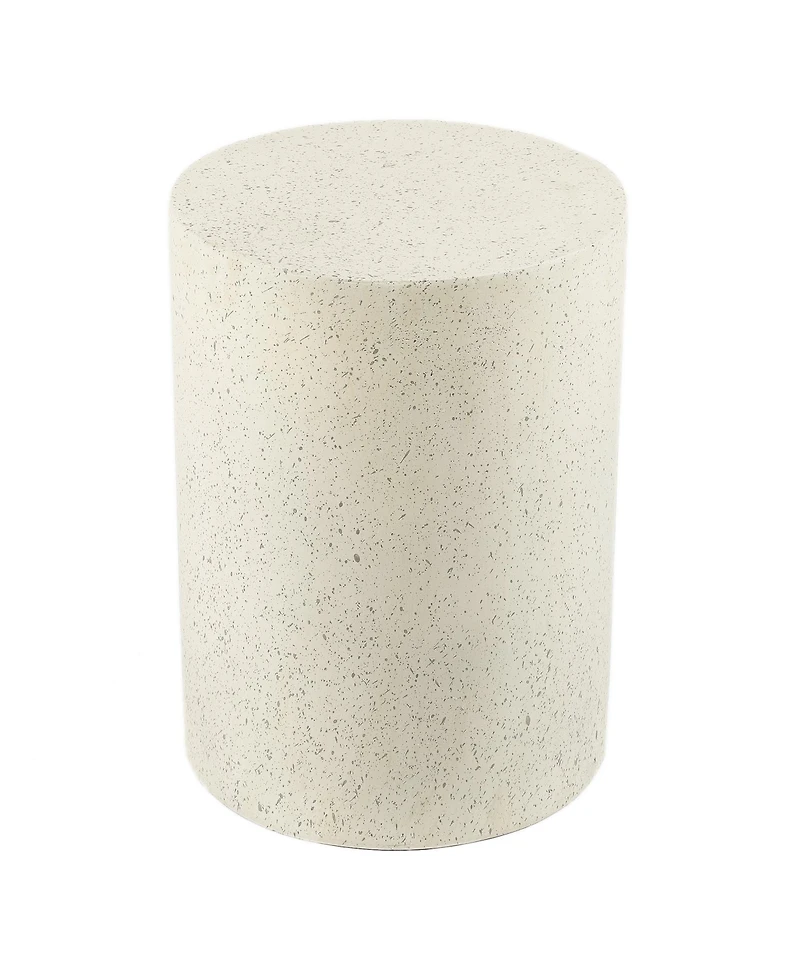 LuxenHome Outdoor Side Table, 18'' Cement Outdoor End Tables for Patio, Garden Accent Table, Modern Small Round Side Table