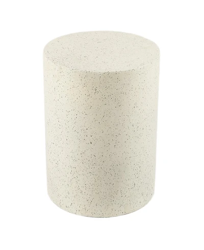 LuxenHome Outdoor Side Table, 18'' Cement Outdoor End Tables for Patio, Garden Accent Table, Modern Small Round Side Table