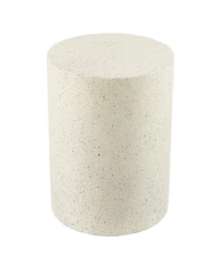 LuxenHome Outdoor Side Table, 18'' Cement Outdoor End Tables for Patio, Garden Accent Table, Modern Small Round Side Table