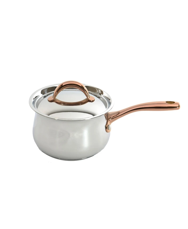 BergHOFF Ouro Gold 11Pc 18/10 Stainless Steel Cookware Set, Ss Lids, Rose Gold Handles