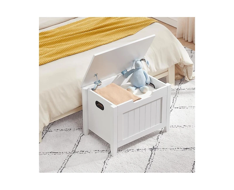 Gaomon Storage Chest, Upholstered Storage Trunk with 2 Safety Hinges, Storage Bench, Flip-Top Toy Chest for Entryway, Bedroom, Living Room, White
