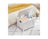 Gaomon Storage Chest, Upholstered Storage Trunk with 2 Safety Hinges, Storage Bench, Flip-Top Toy Chest for Entryway, Bedroom, Living Room, White