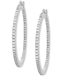 Diamond & Out Hoop Earrings (1 ct. t.w.) Sterling Silver or 14k Gold-Plated