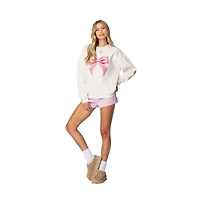 Edikted Womens Bow Brat Printed Sweatshirt