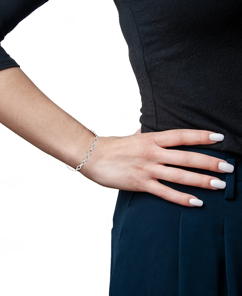 Diamond Bow Chain Paperclip Link Bracelet (1/6 ct. t.w.) in Sterling Silver, Created for Macy's