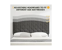 gaomon Queen Size Bed Frame with Button Tufted Headboard, Mattress Foundation, Easy Assembly, No Box Spring Needed