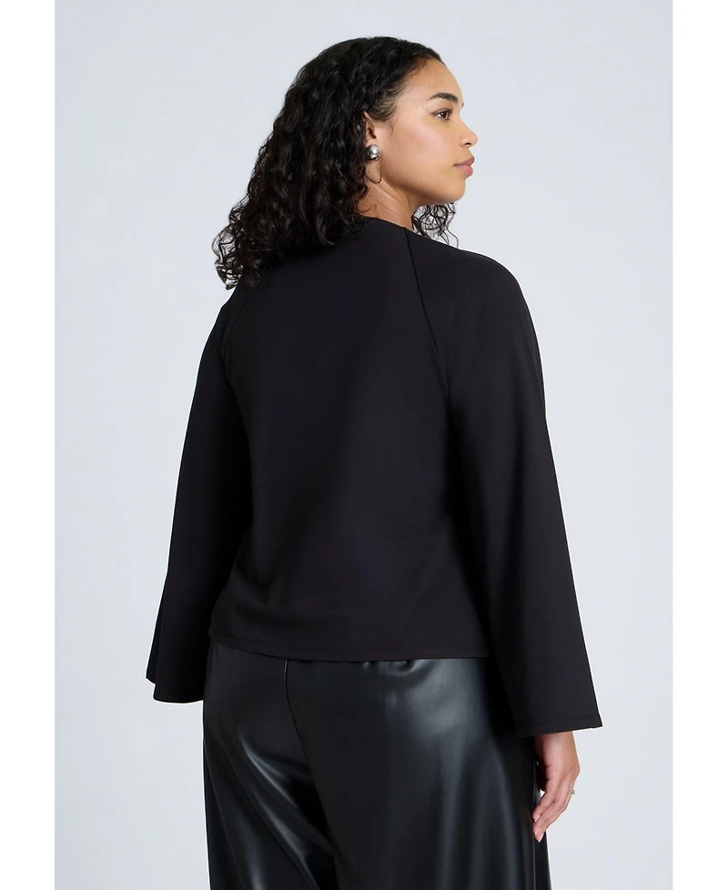 Eloquii Women's Plus Square Neck Seam Detail Top
