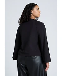 Eloquii Women's Plus Square Neck Seam Detail Top