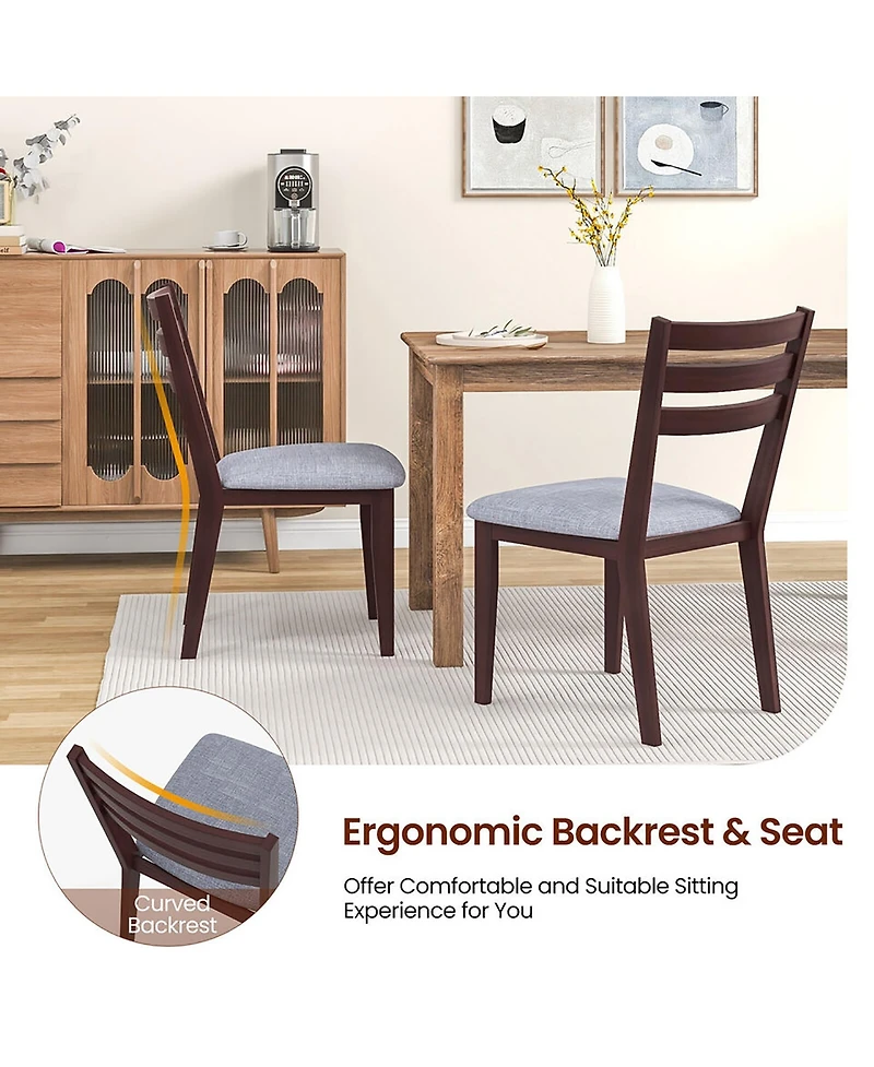 Gymax Upholstered Dining Chair Set of 2 Armless Cushioned Seat Hollow Curved Backrest