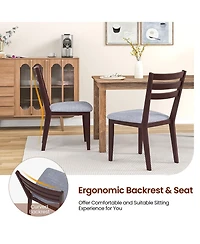 Gymax Upholstered Dining Chair Set of 2 Armless Cushioned Seat Hollow Curved Backrest