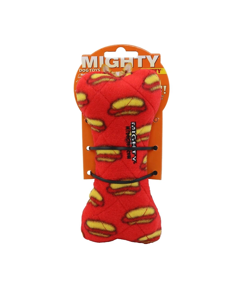 Mighty Medium Bone Red, Durable Squeaky Dog Toy
