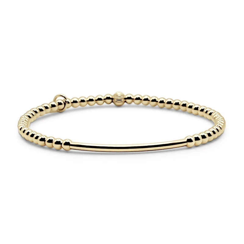 Non-Tarnishing Gold Filled 3mm Ball and Tube Stretch Bracelet