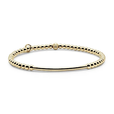 Non-Tarnishing Gold Filled 3mm Ball and Tube Stretch Bracelet