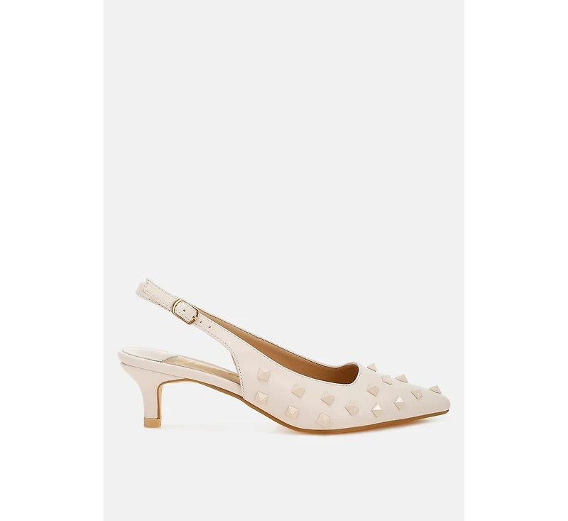 Hegron Stud Embellished Kitten Heels