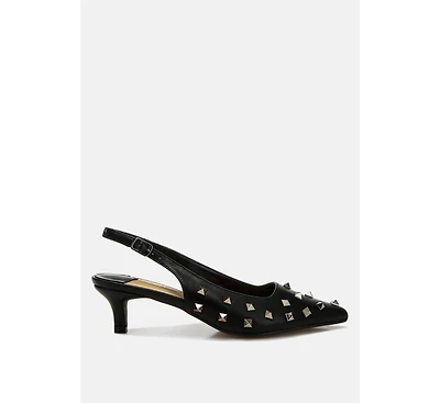 Hegron Stud Embellished Kitten Heels