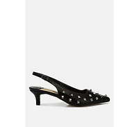 Hegron Stud Embellished Kitten Heels