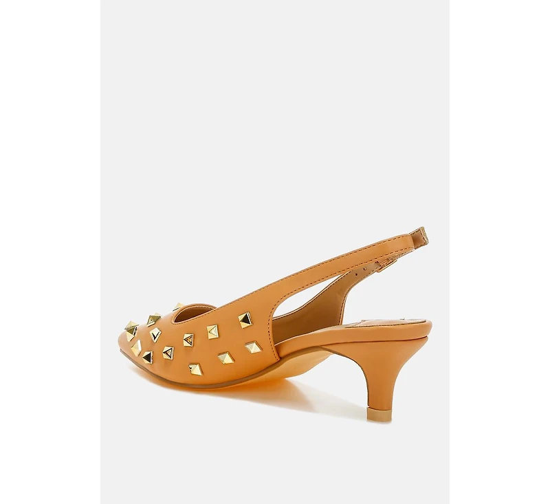Hegron Stud Embellished Kitten Heels