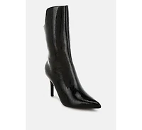 Kultrus Croco Stiletto Heel Mid-Calf Boots
