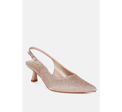 Amashi Rhinestones Embellished Slingback Sandals