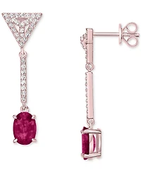 Emerald (2 ct. t.w.) & White Topaz (1/3 Linear Drop Earrings (Also Ruby Sapphire)