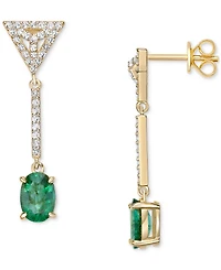 Emerald (2 ct. t.w.) & White Topaz (1/3 Linear Drop Earrings (Also Ruby Sapphire)
