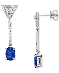 Emerald (2 ct. t.w.) & White Topaz (1/3 Linear Drop Earrings (Also Ruby Sapphire)