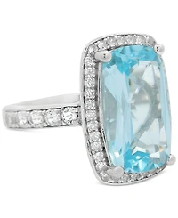 Amethyst (6 ct. t.w.) & White Topaz (1/3 Cushion Halo Statement Ring Gold-Plated Sterling Silver (Also Sky Blue Topaz, Green Amethyst,