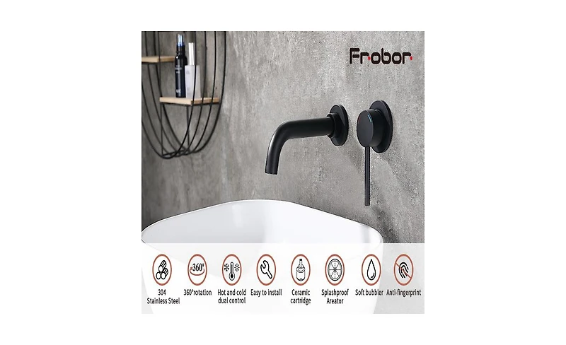Wall-Mount Faucet for Bathroom Sink or Bathtub, Stylish and Space-Saving Design